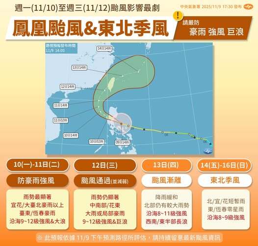 請注意，鳳凰颱風來了！圖片