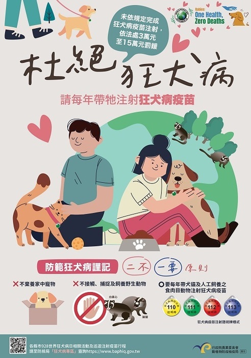 【體衛組公告】知農業部動植物防疫檢疫署製作「2026世界狂犬病日」宣導素材相關資訊圖片
